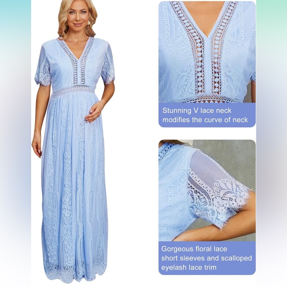 V Neck Lace Maternity Dress *NEVER WORN*